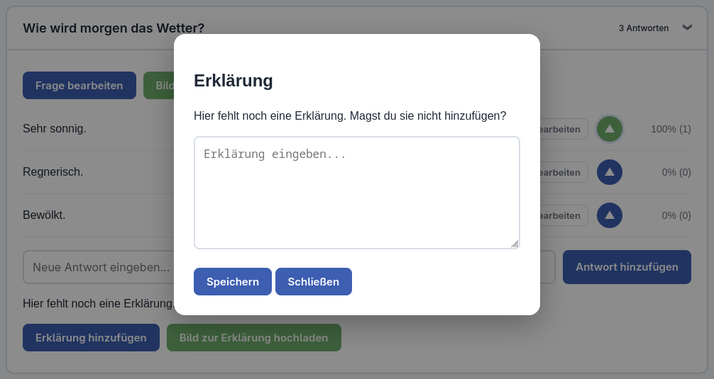 Erklärungspopup